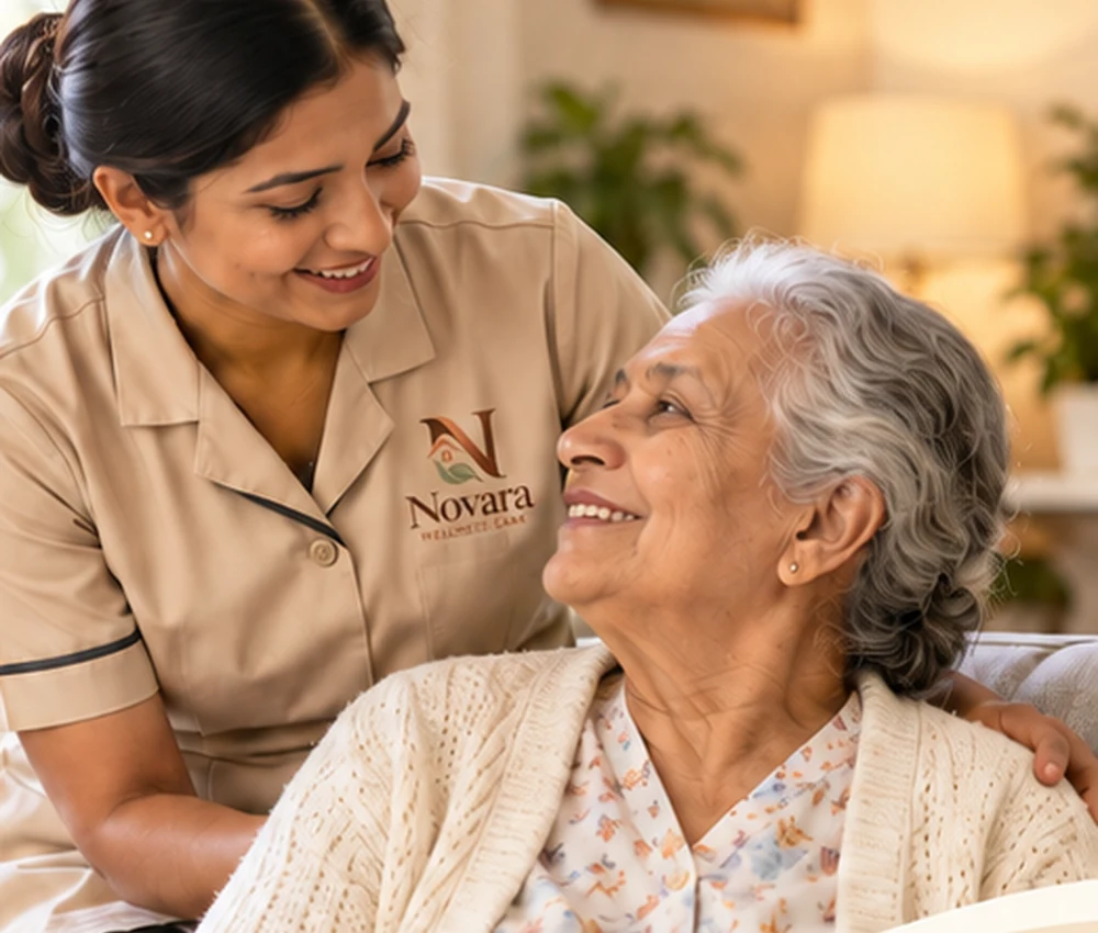 Caregiver supporting an older adult