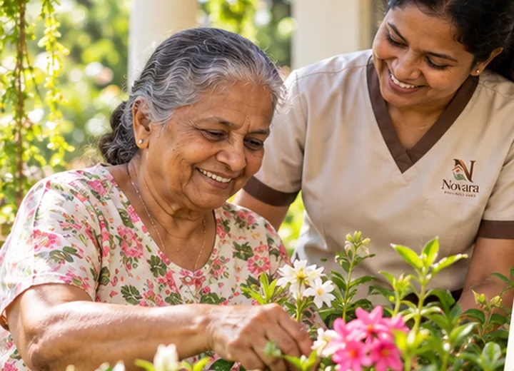 Older resident enjoying gardening