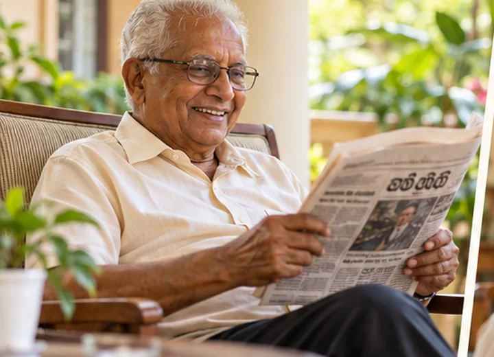 Older resident reading